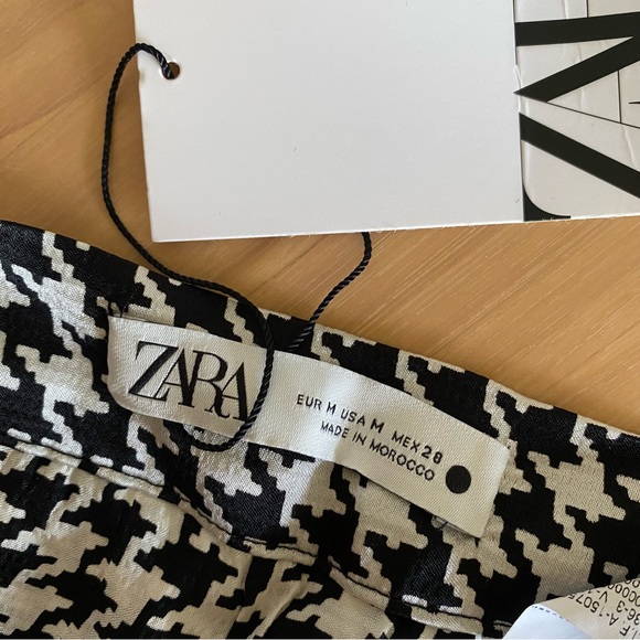 Zara satin houndstooth box pleat maxi skirt black white - Picture 9 of 9